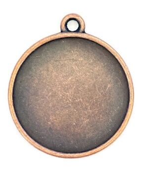 🔥$1 Clearance Red Coppertone Round Frame Cabochon Pendant Tray 30mm (3pc)
